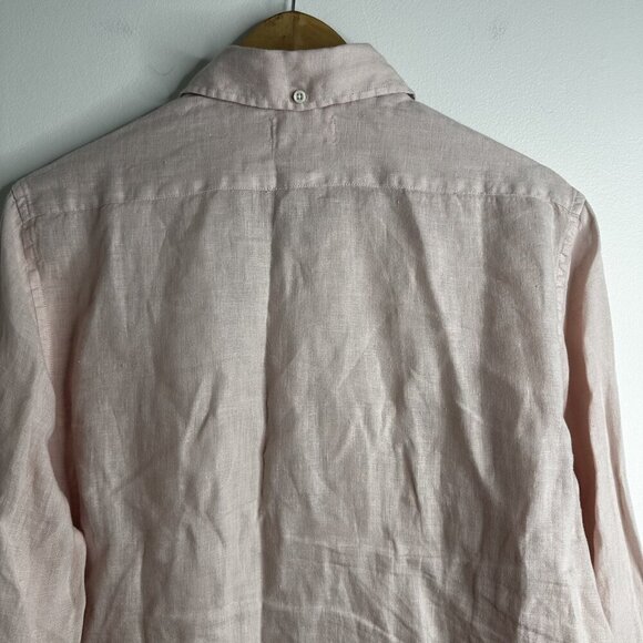 Taylor Stitch Shirt Mens 38 Pink Linen Long Sleeve Button Up Casual Lightweight - Picture 12 of 14